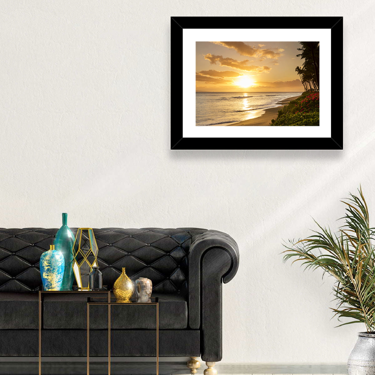 Kaanapali Beach Sunset Wall Art in a room, landscape