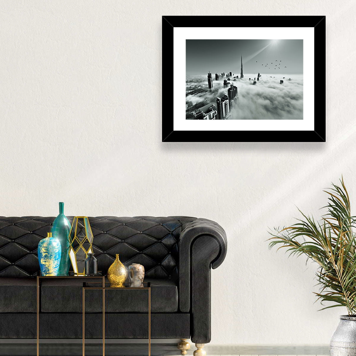 Burj Khalifa Rising Through Morning Fog Wall Art