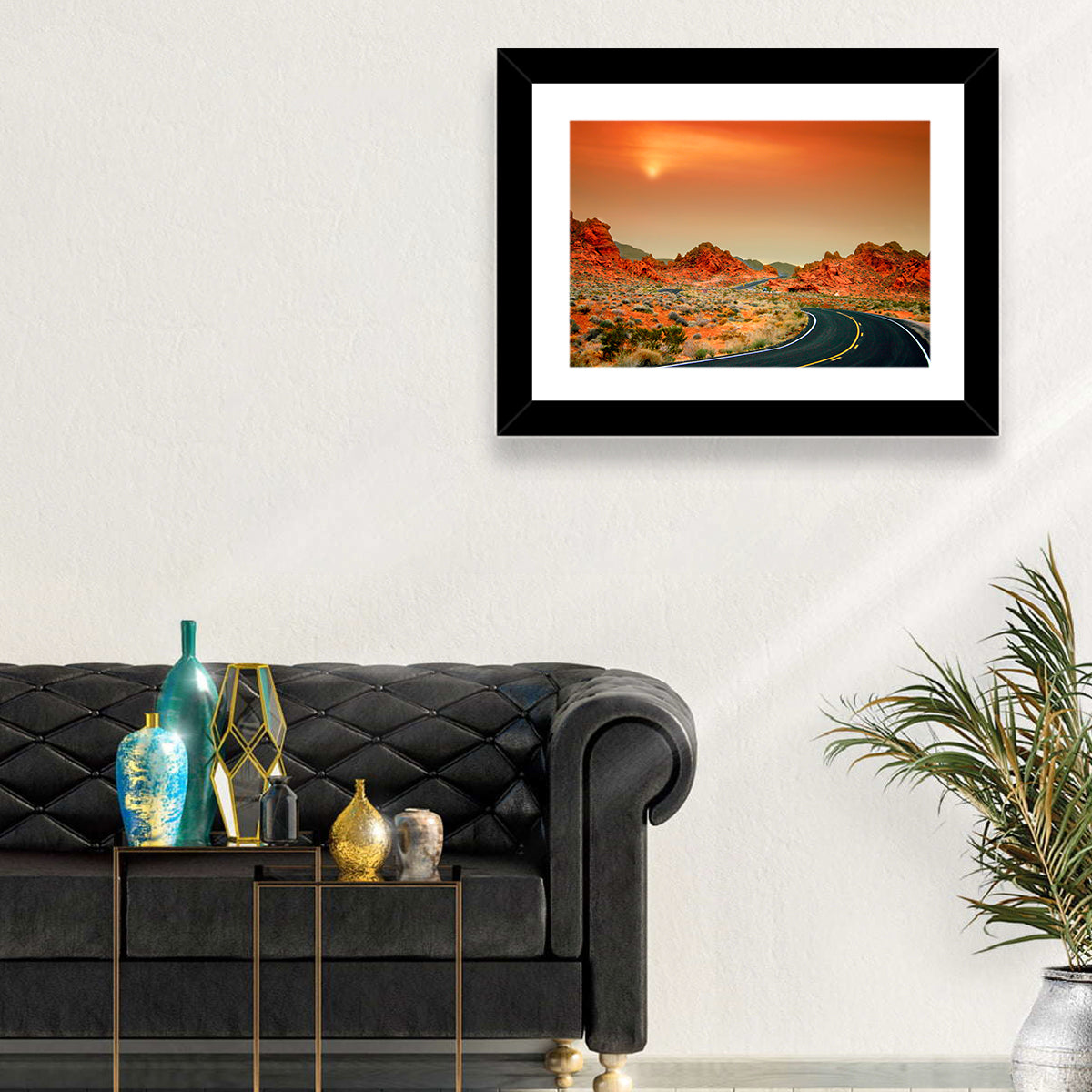 Valley of Fire Winding Road Wall Art in a room, landscape