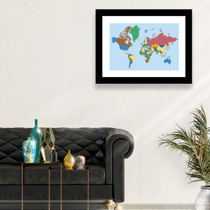 Colored World Map Wall Art