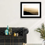 Foggy Mountain Sunset with Evergreen Silhouettes Wall Art