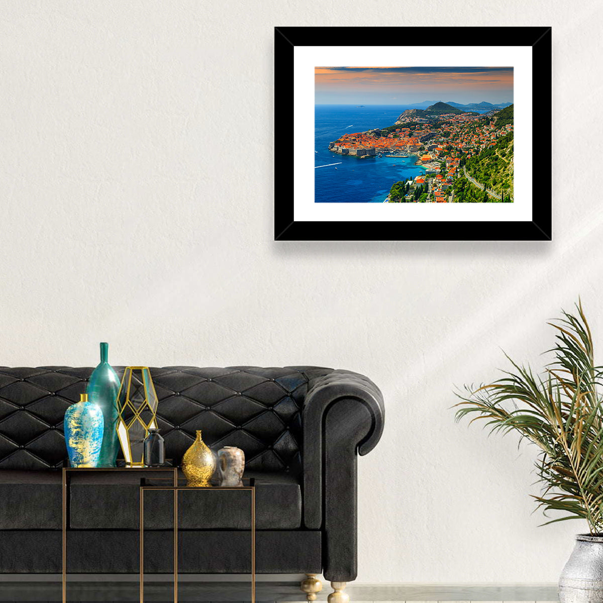 Dubrovnik Old Town Sunset Wall Art in a room, landscape