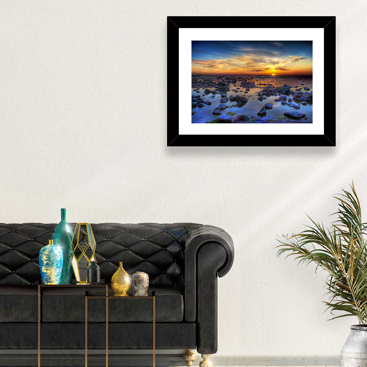 Sea Stones at Sunset Wall Art