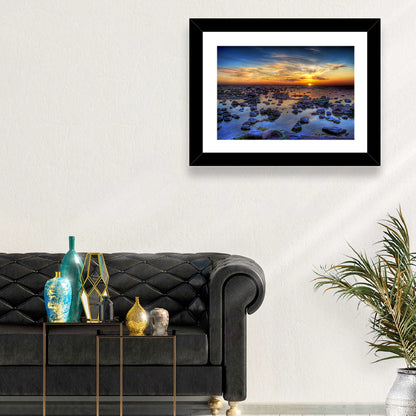 Sea Stones at Sunset Wall Art