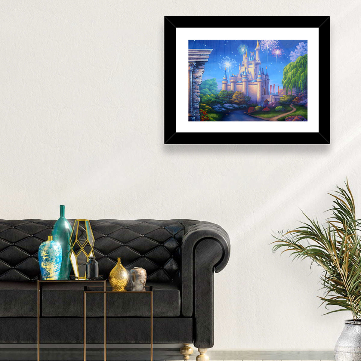 Cinderella Castle Fireworks Illustration Wall Art