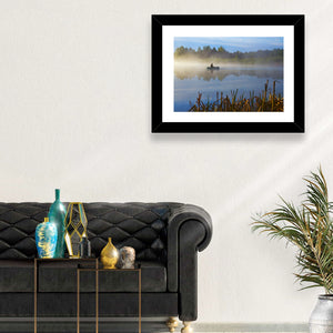 Fisherman in Hazy Lake Wall Art