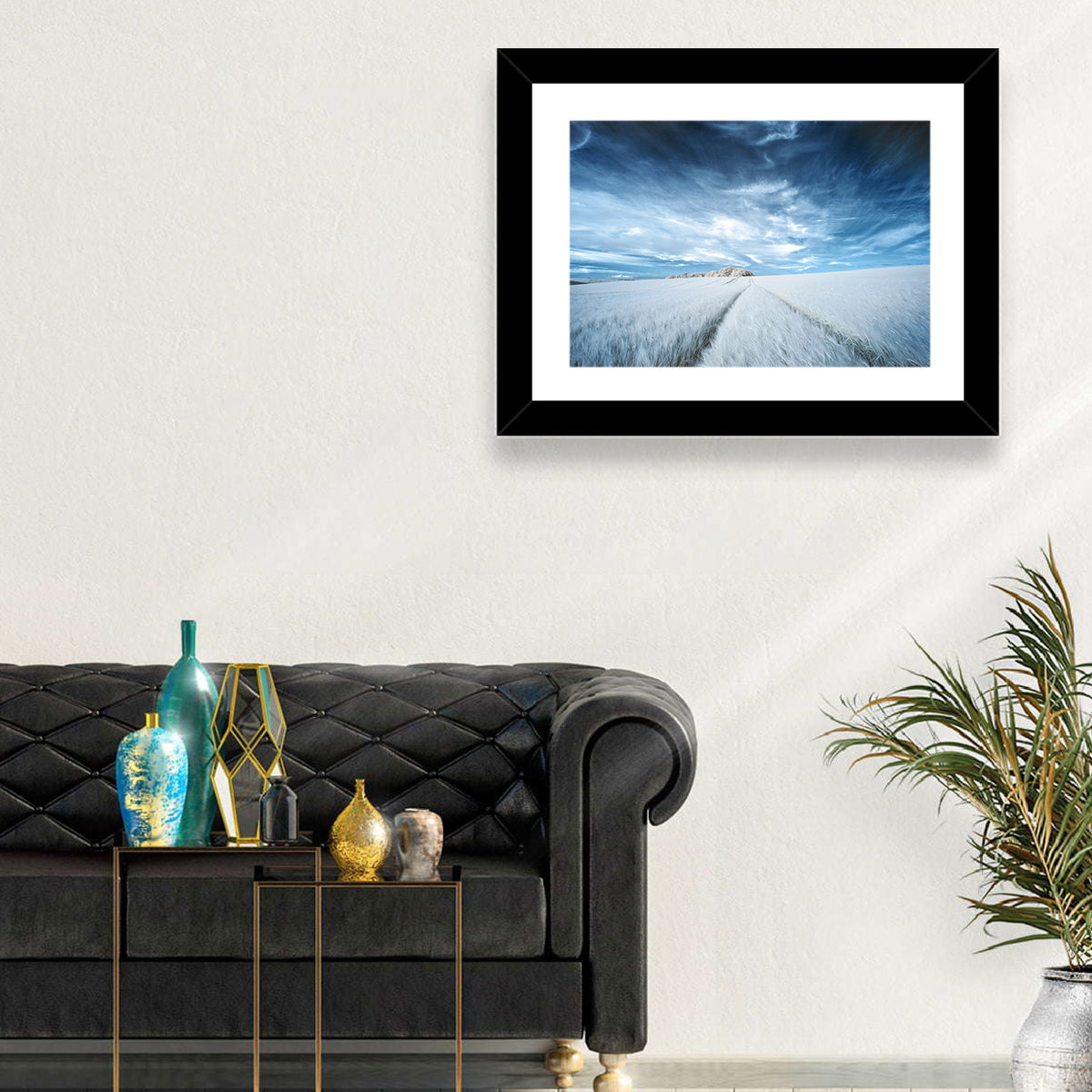 Surreal Infrared Grain Field Wall Art in a room, landscape