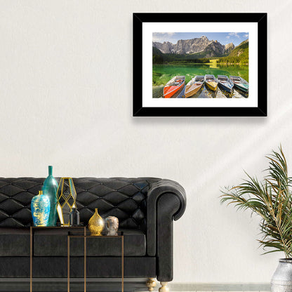 Five Boats at Lago Superiore Di Fusine Wall Art