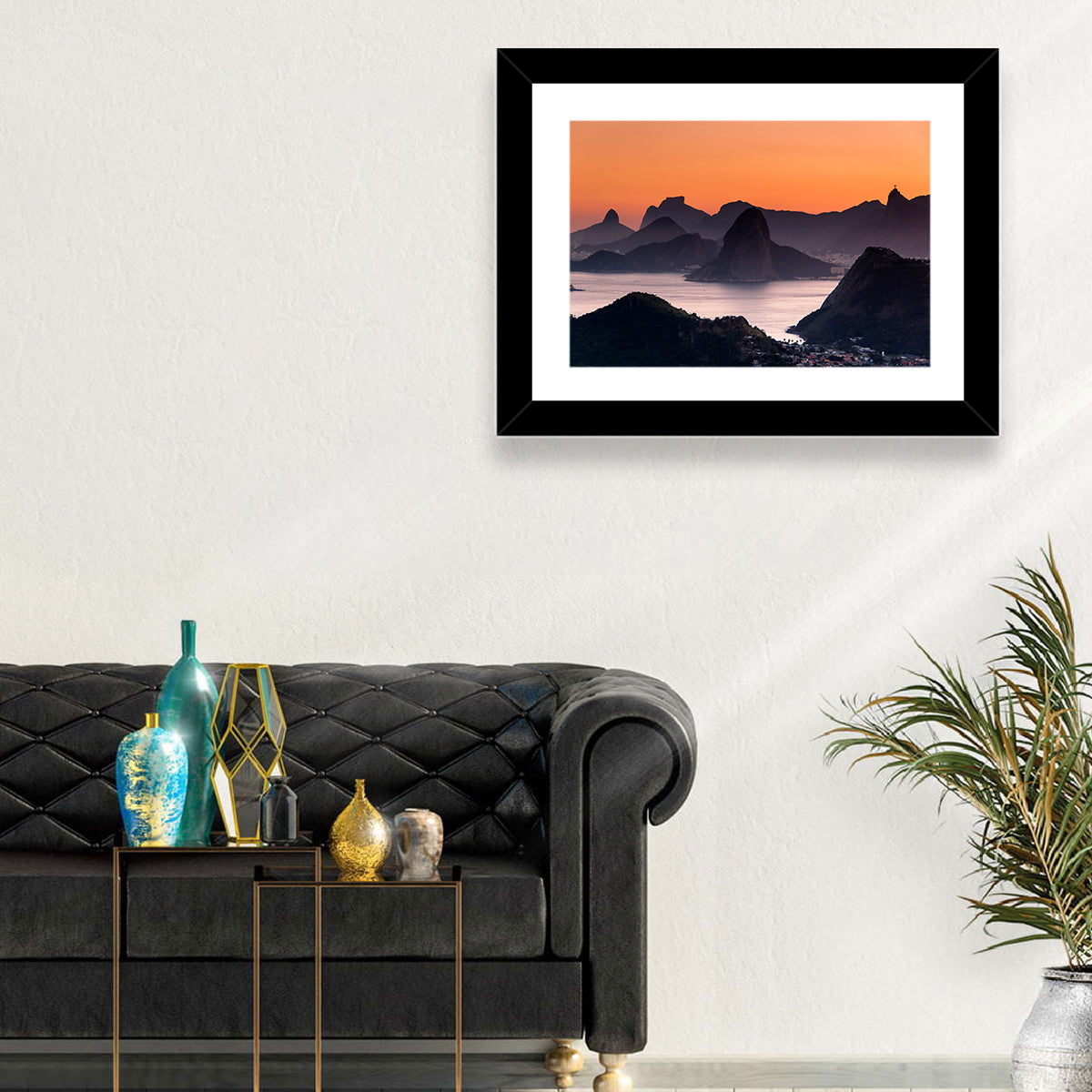 Sugarloaf and Corcovado at Sunset Wall Art in a room, landscape