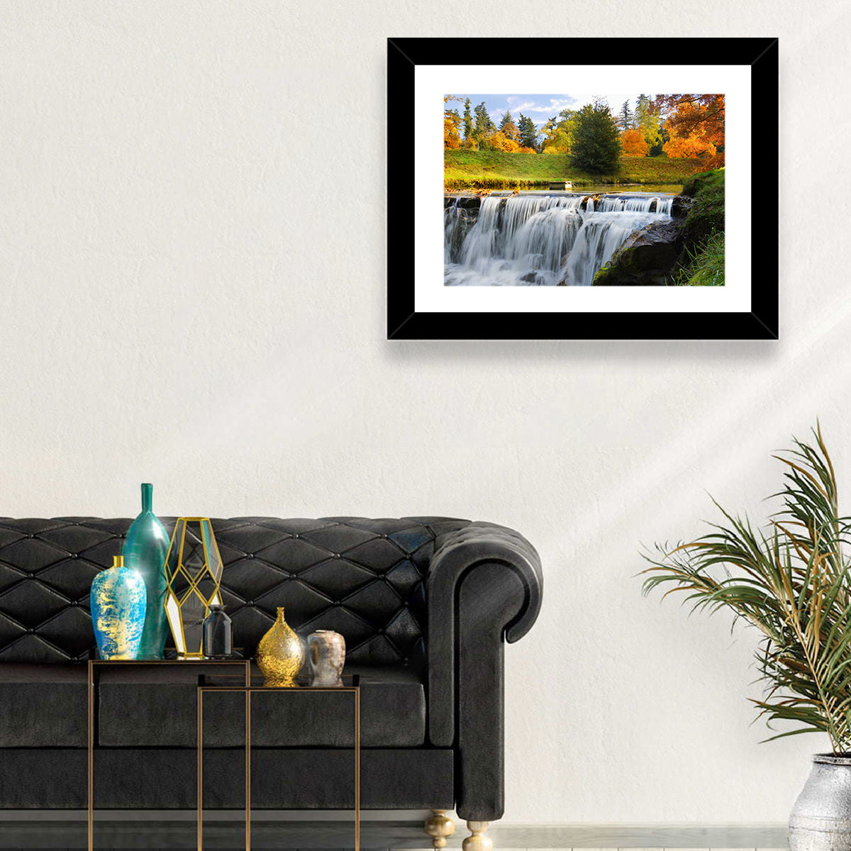 Autumn Forest Waterfall Wall Art