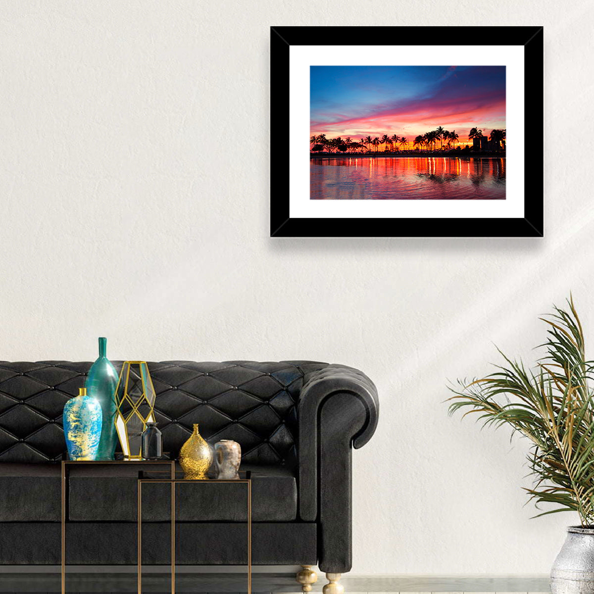 Hawaii Resort Sunset Wall Art in a room, landscape