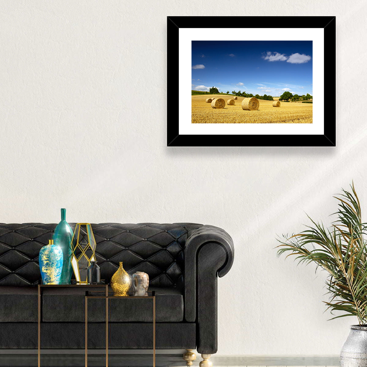 Late Summer Straw Bales Wall Art in a room, landscape