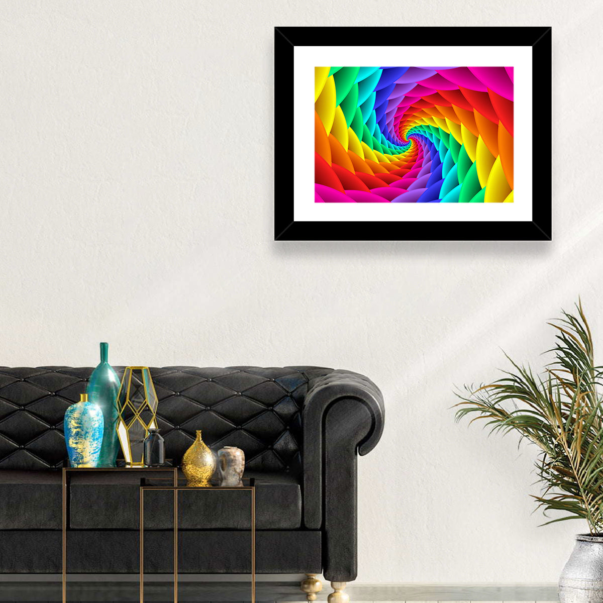 Rainbow Spiral Vortex Tunnel Wall Art