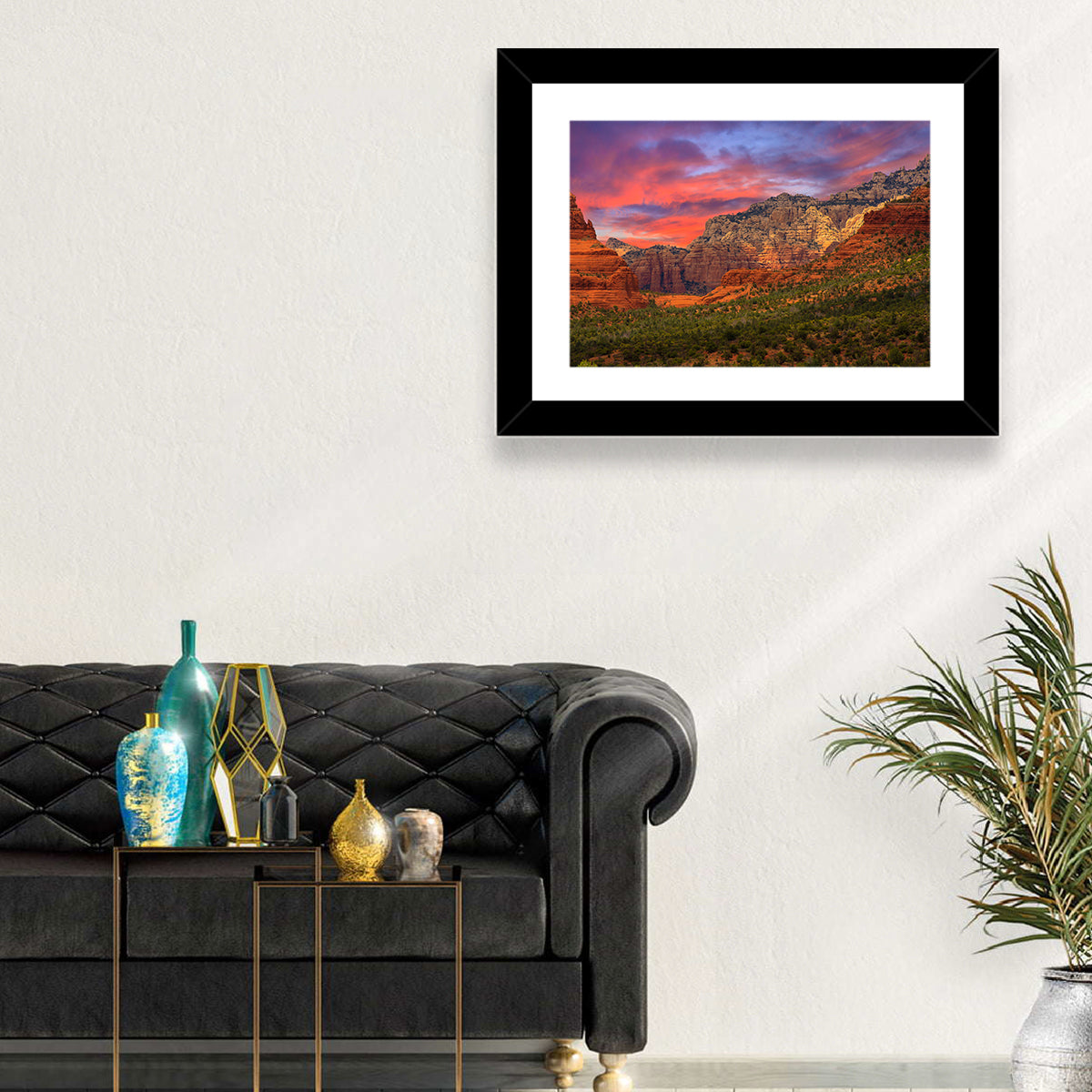 Sedona Red Rocks Sunrise Wall Art in a room, landscape