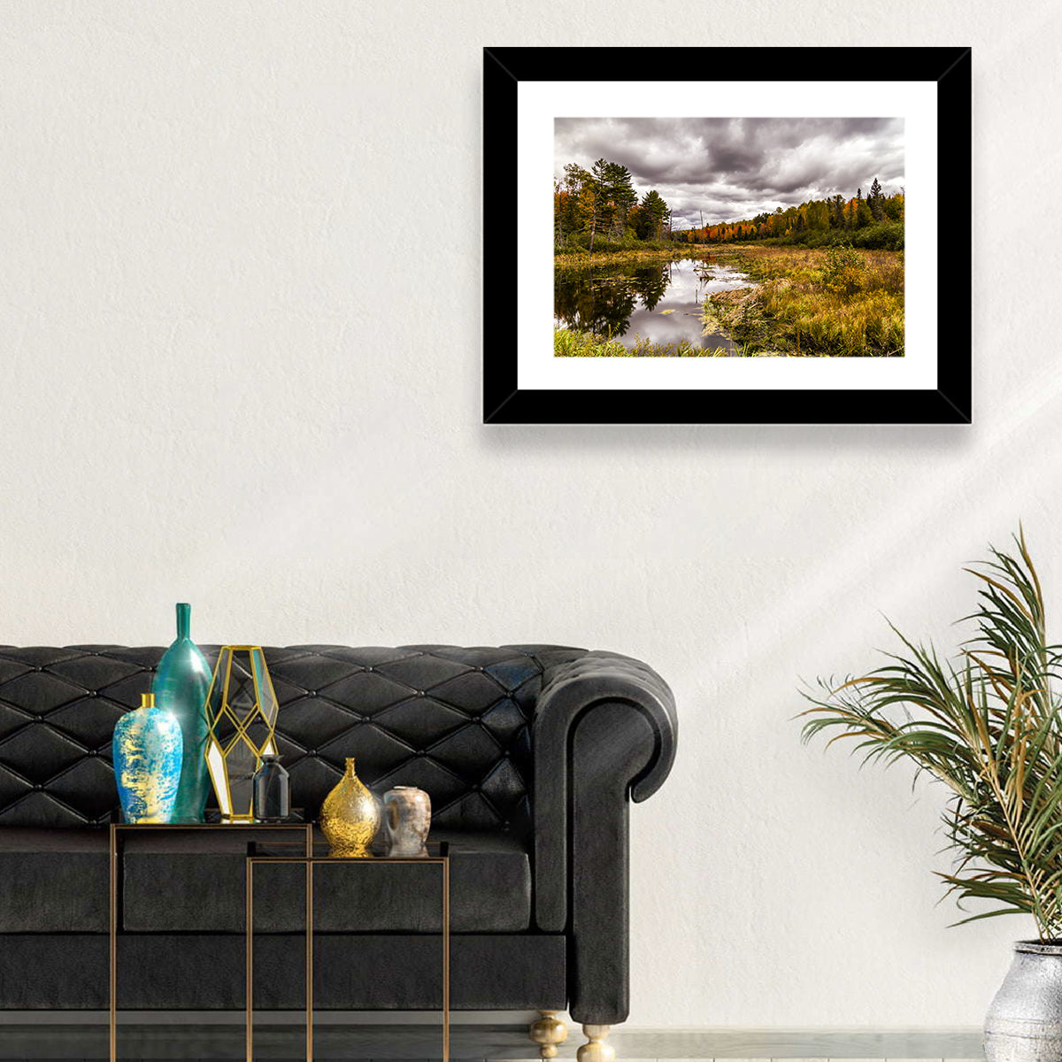Michigan Autumn Marsh Wall Art in a room, landscape