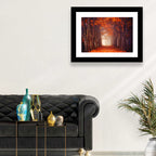 Misty Autumn Forest Path Wall Art