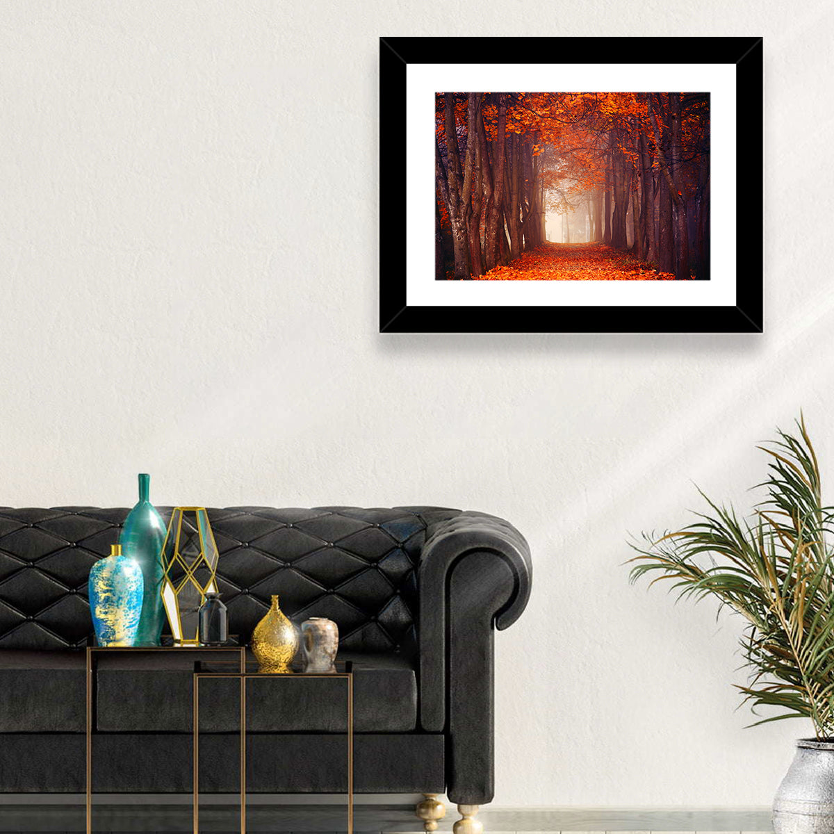 Misty Autumn Forest Path Wall Art