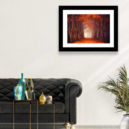 Misty Autumn Forest Path Wall Art