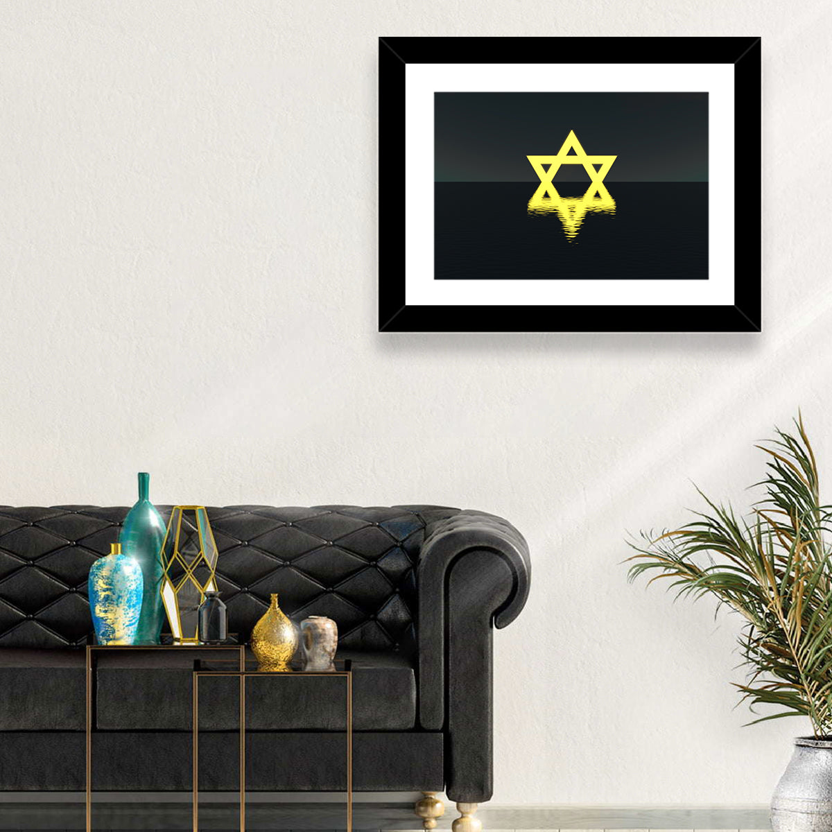 Glowing Star of David Reflection Wall Art