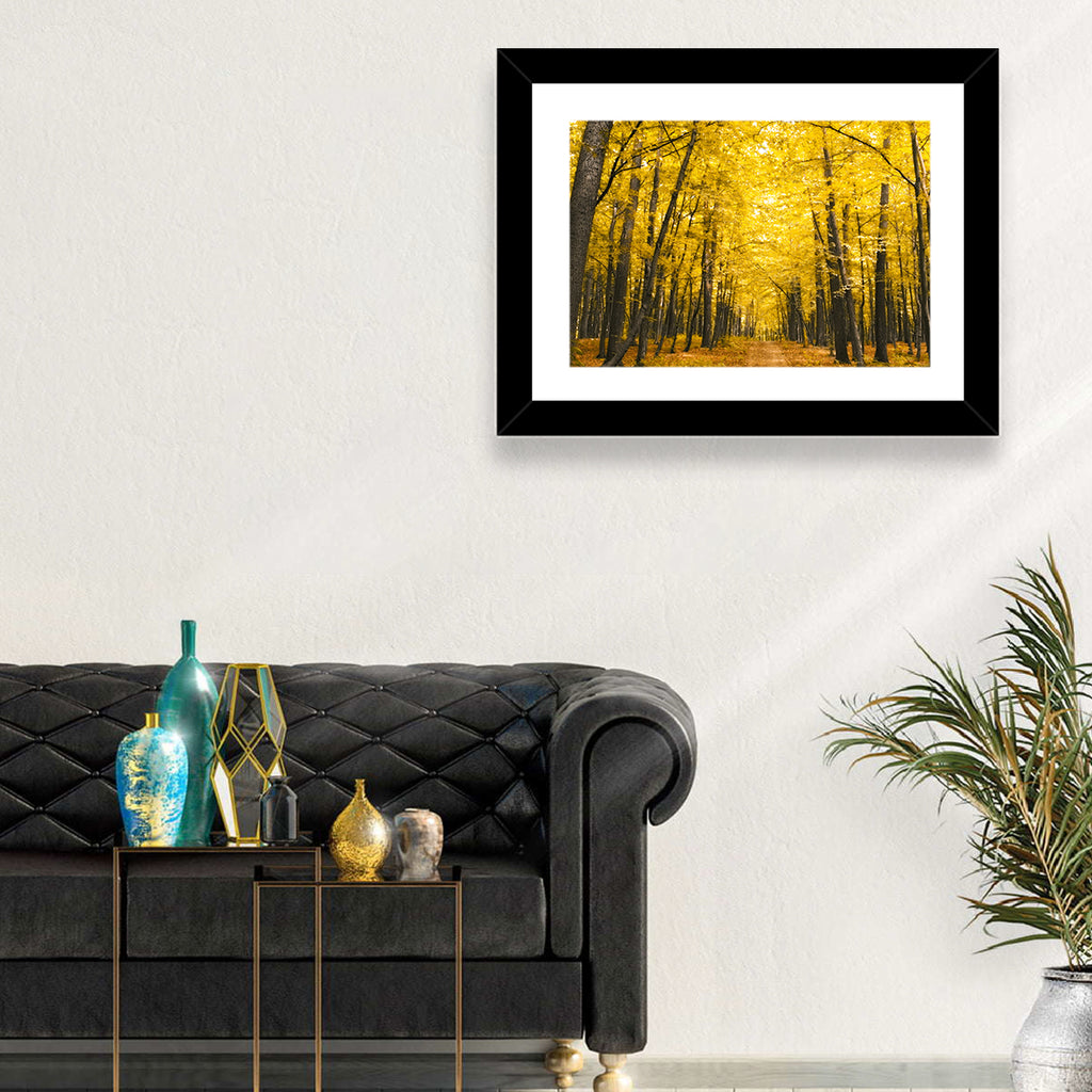 Yellow Autumn Forest Path Wall Art