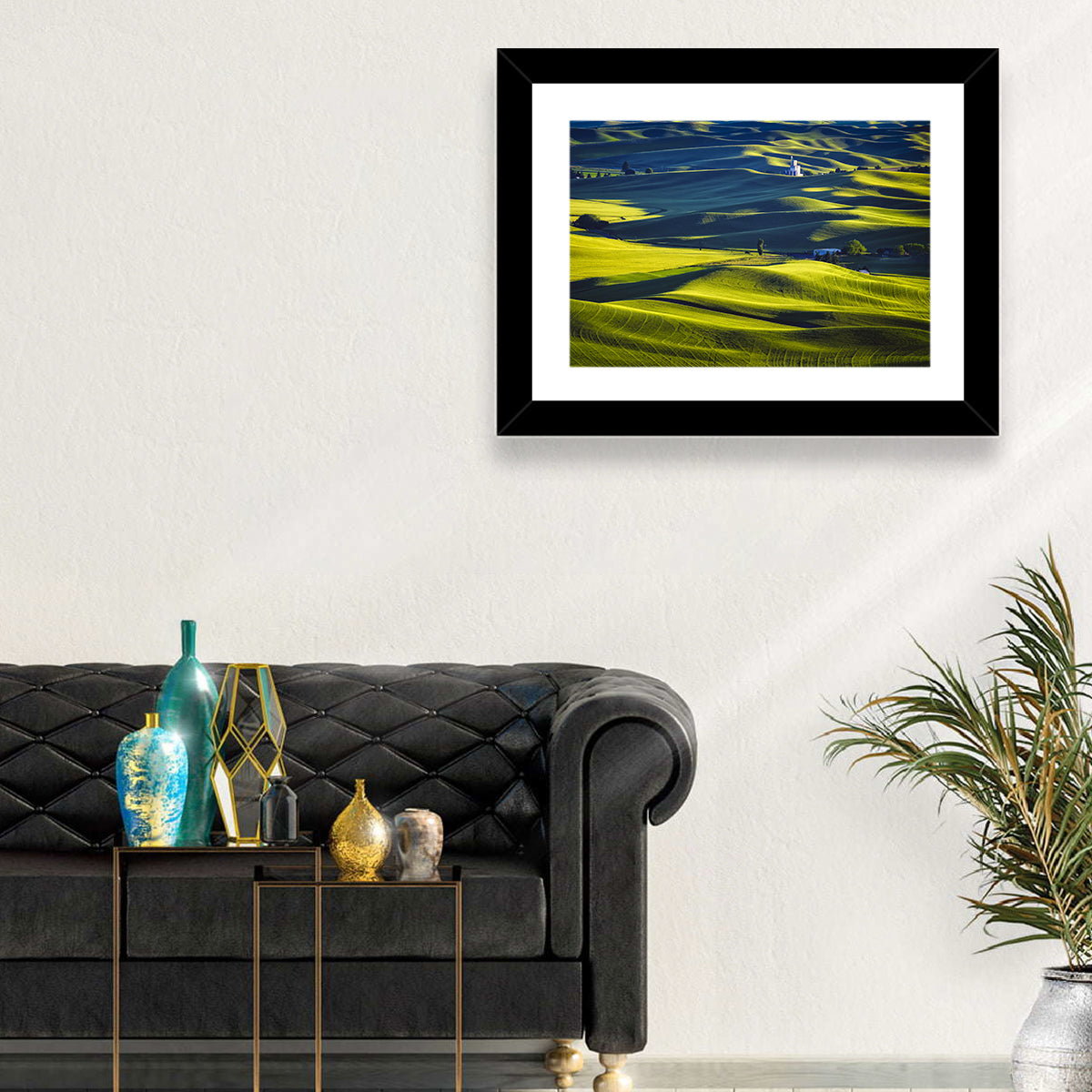 Palouse Hills with Grain Elevator Wall Art in a room, landscape