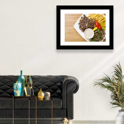Shawarma and Fries Flat Lay Wall Art