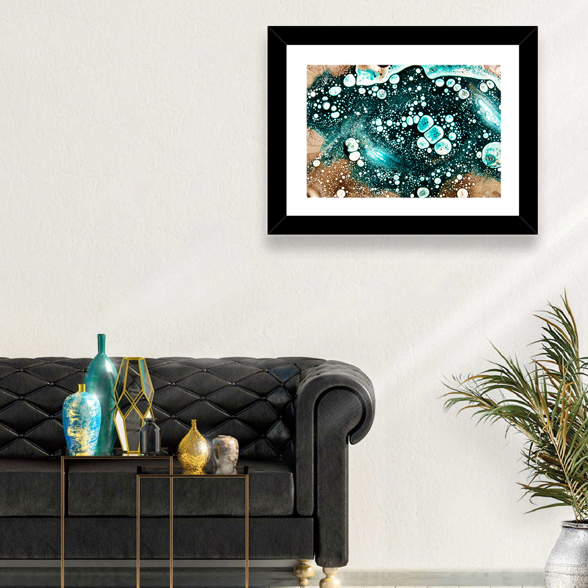 Teal Oil and Water Bubble Abstract Wall Art