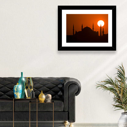 Hagia Sophia Silhouette at Sunset Wall Art