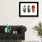 Boho Watercolor Feather Trio Wall Art