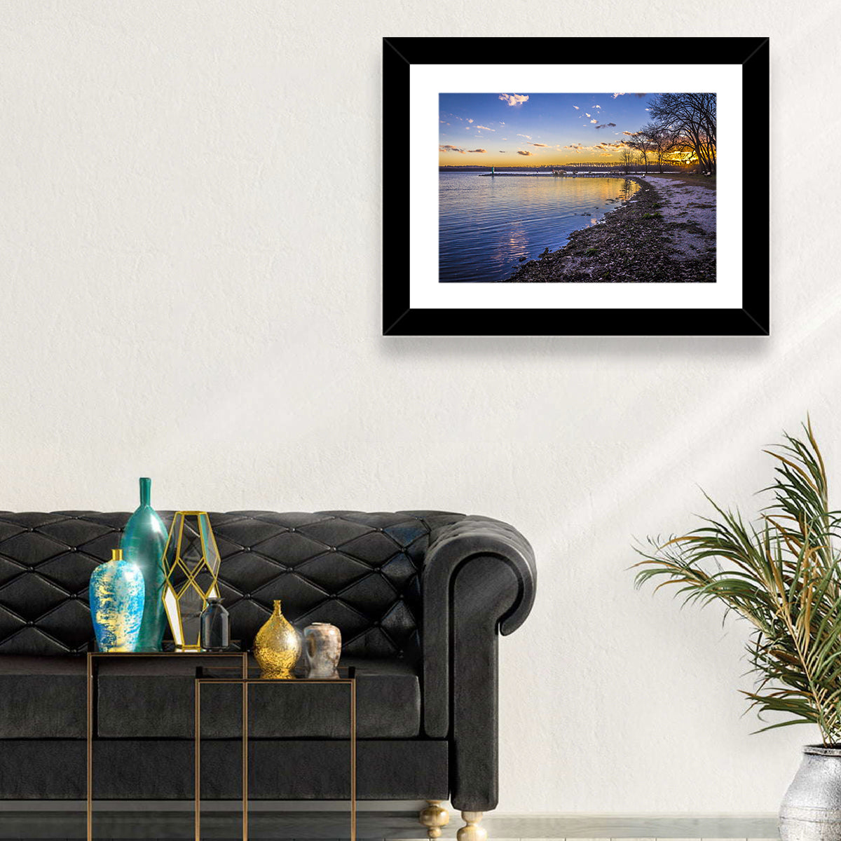 Onondaga Lake Sunset Wall Art in a room, landscape
