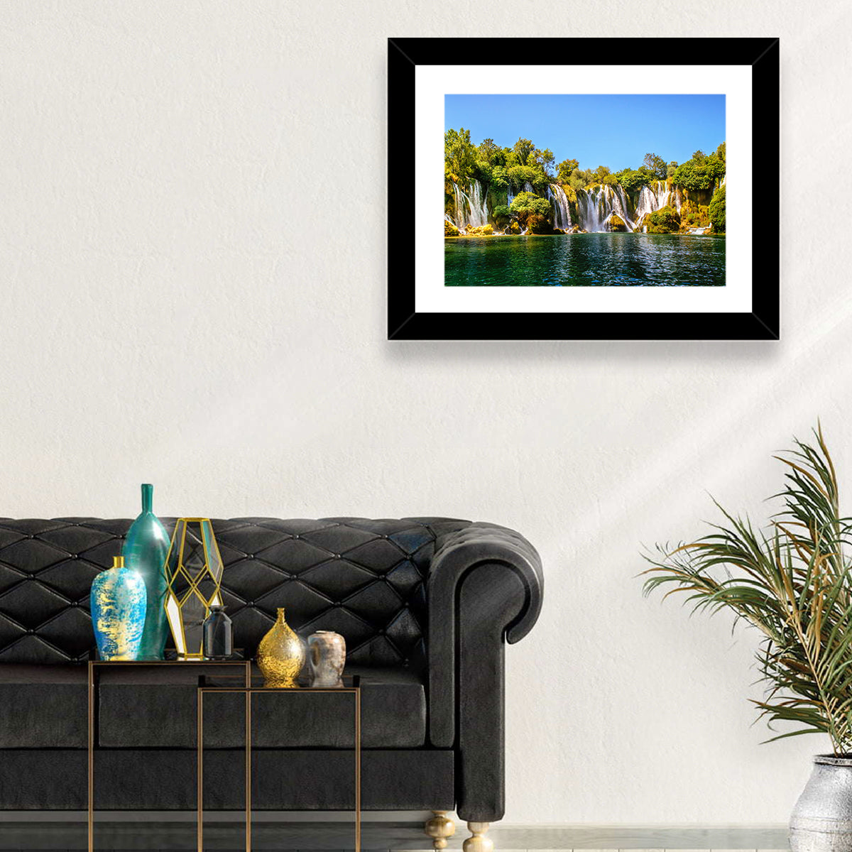 Kravice Waterfalls Wall Art in a room, landscape