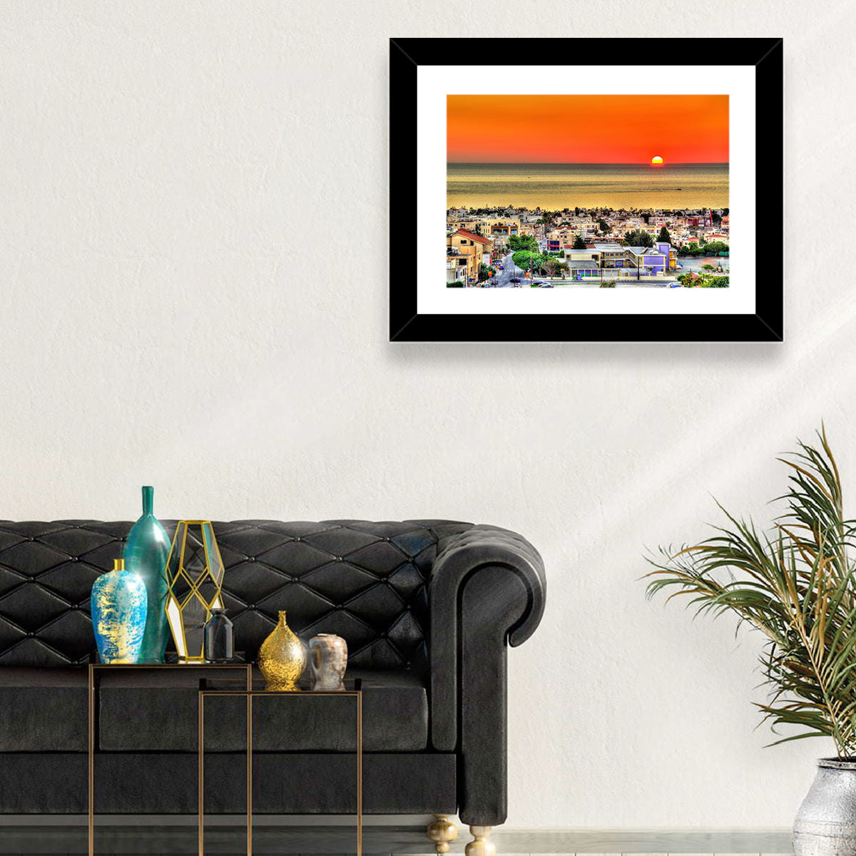 Paphos Sunset Wall Art in a room, landscape