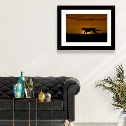 Cougar Silhouette at Sunset Wall Art
