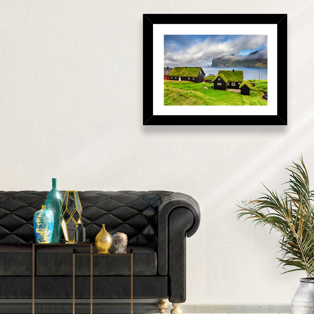 Saksun Village Landscape Wall Art in a room, landscape