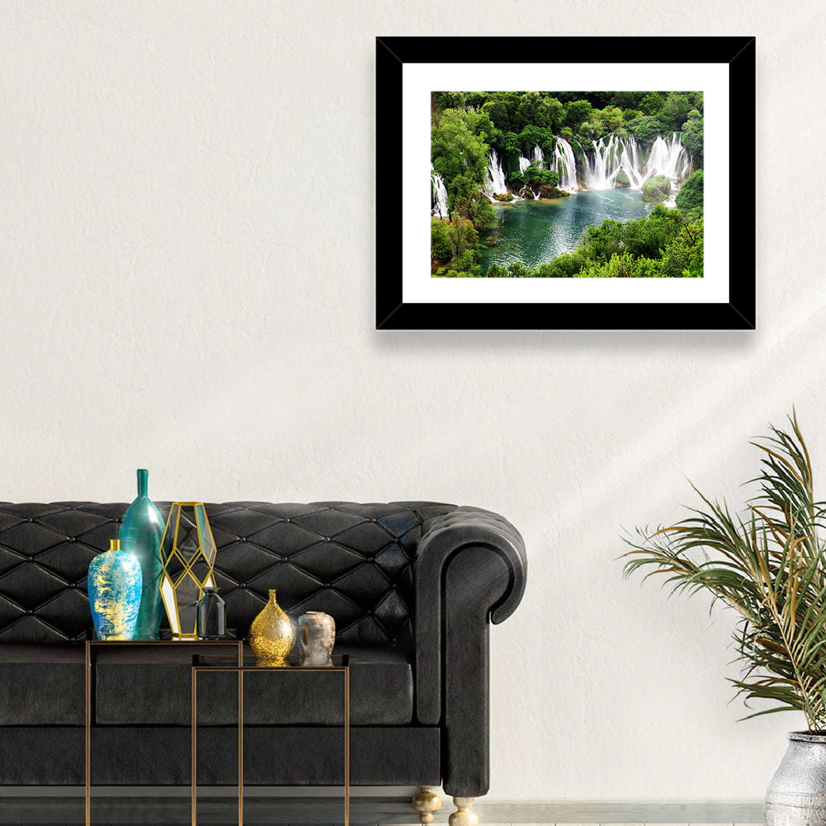 Kravice Falls Wall Art in a room, landscape