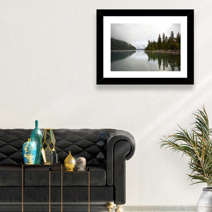 Foggy Lake Crescent Reflection Wall Art