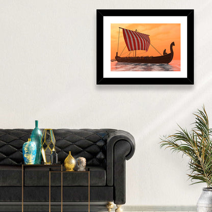 Viking Longship at Dusk Wall Art