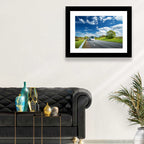 White Bus on Meadow Road Wall Art