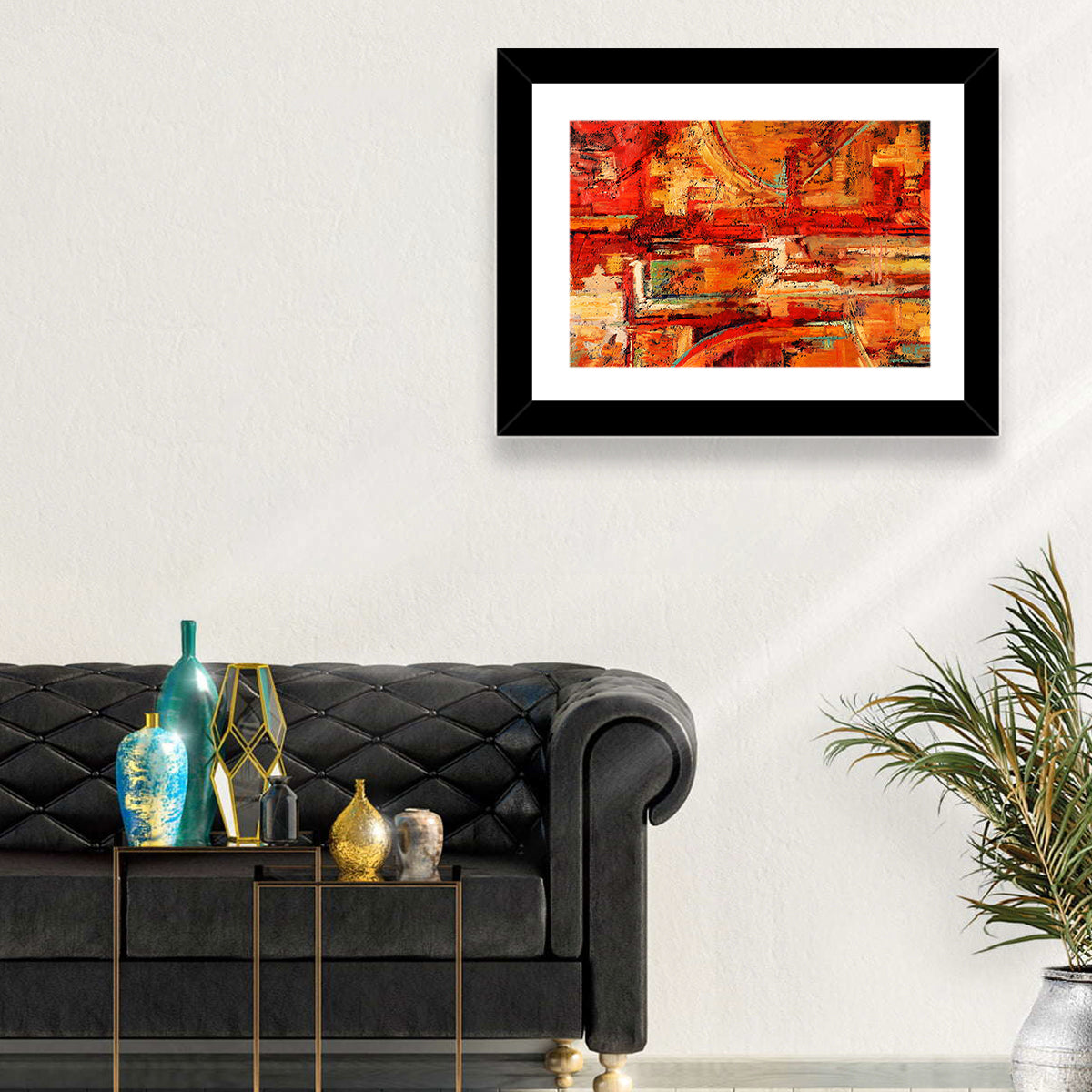 Vibrant Impasto Color Blocks Wall Art in a room, landscape