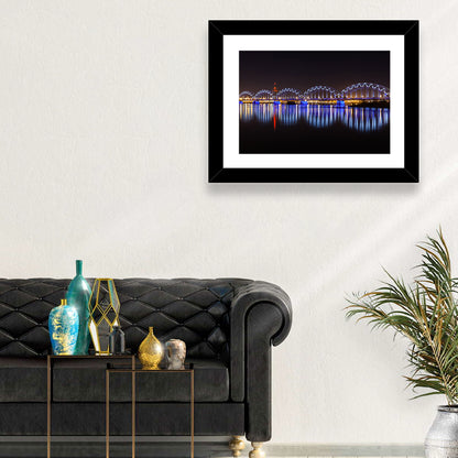 Riga Railway Bridge Nightscape Wall Art