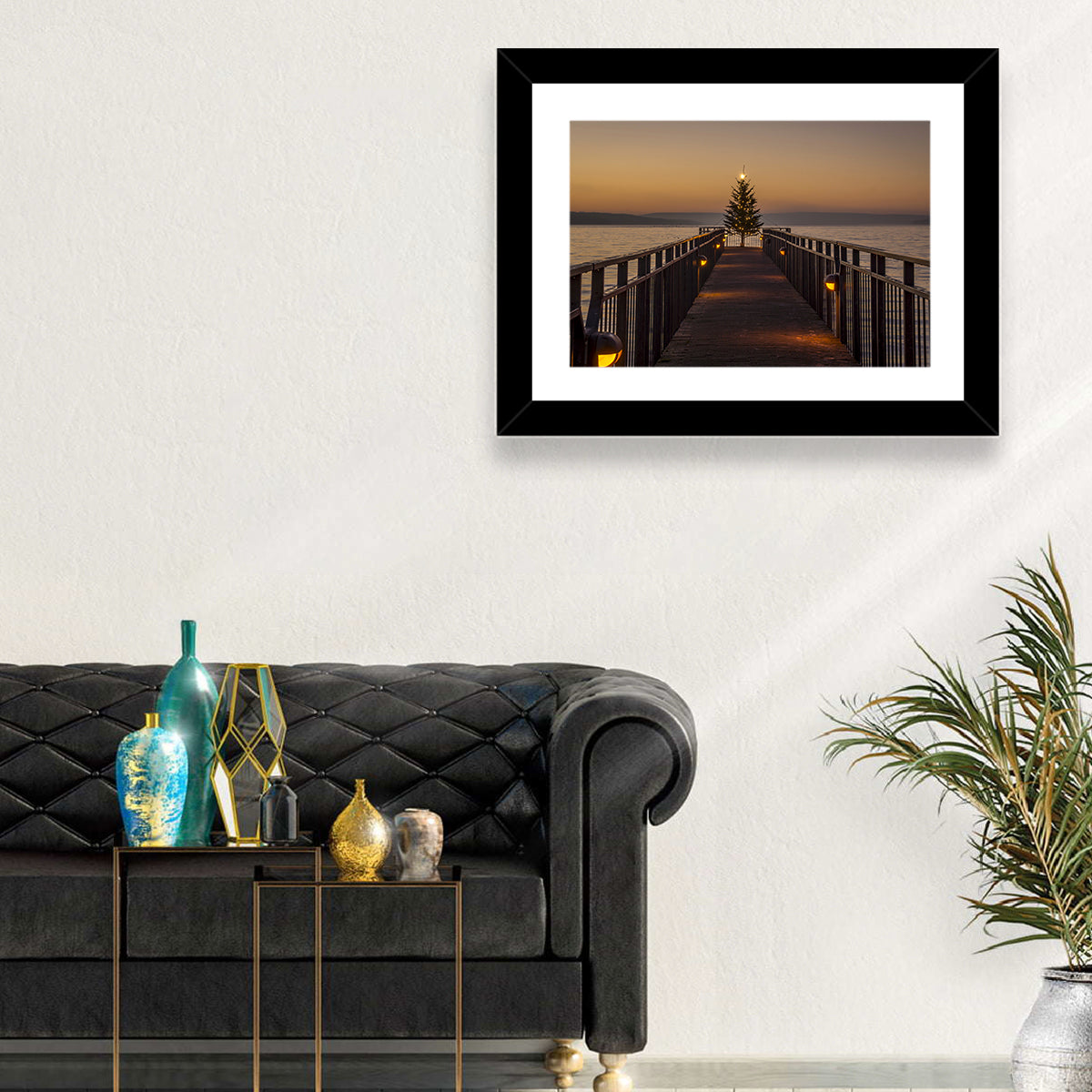 Skaneateles Lake Pier Wall Art in a room, landscape
