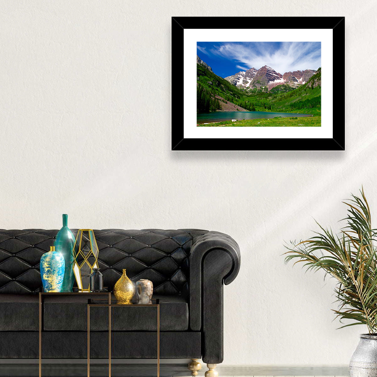 Maroon Bells Reflections at Maroon Lake Wall Art in a room, landscape