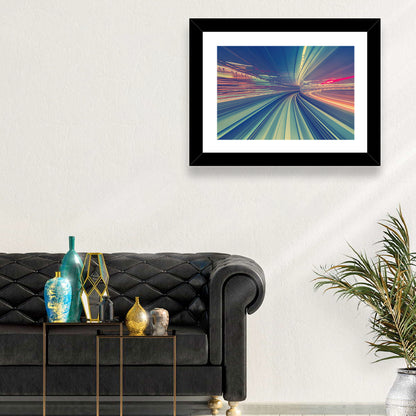 Monorail Night Light Trails Wall Art