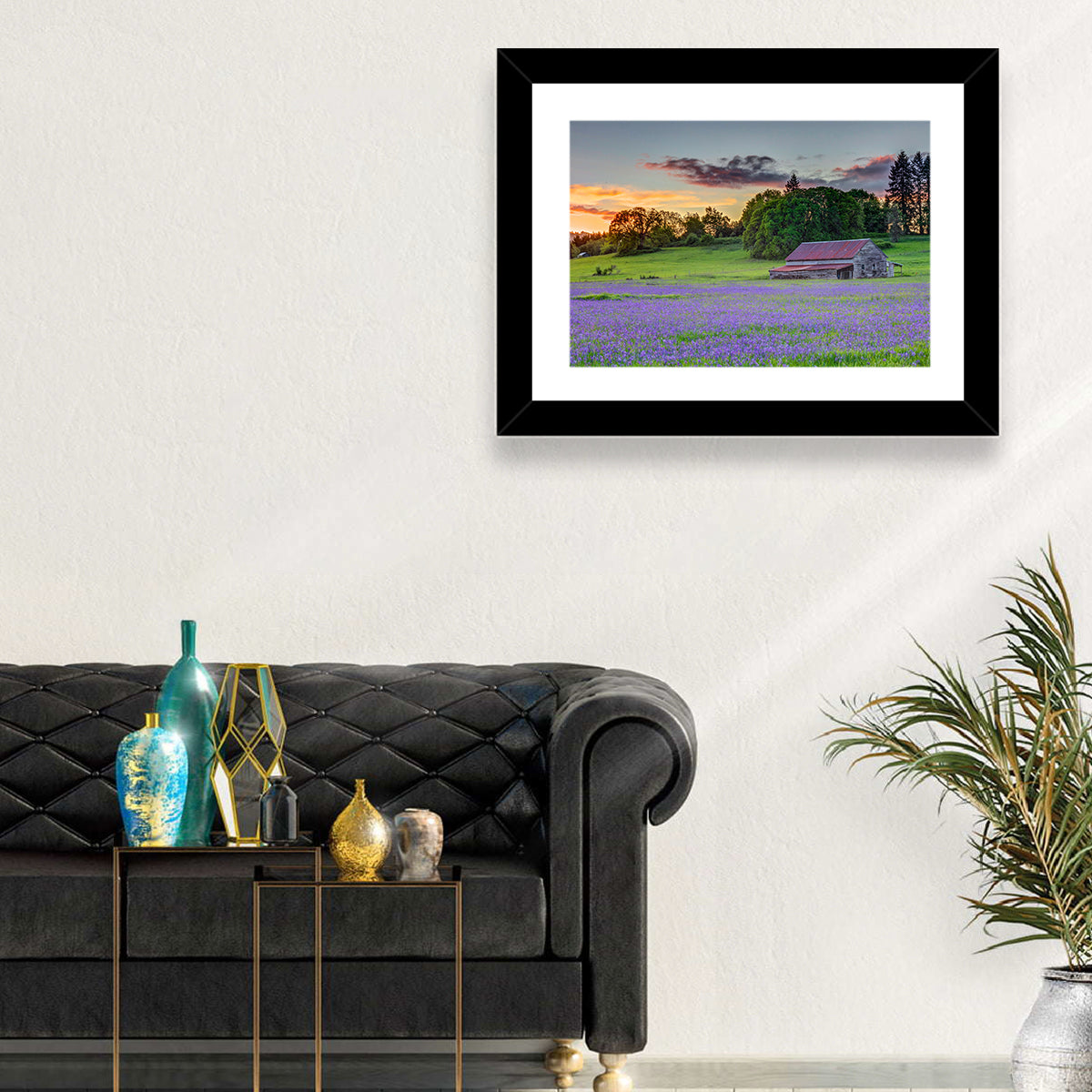Willamette Valley Barn at Sunset Wall Art in a room, landscape