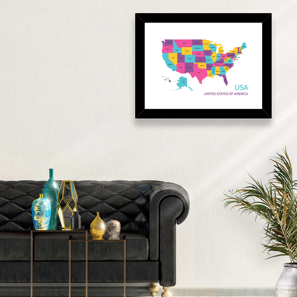 Detailed United States Map Wall Art