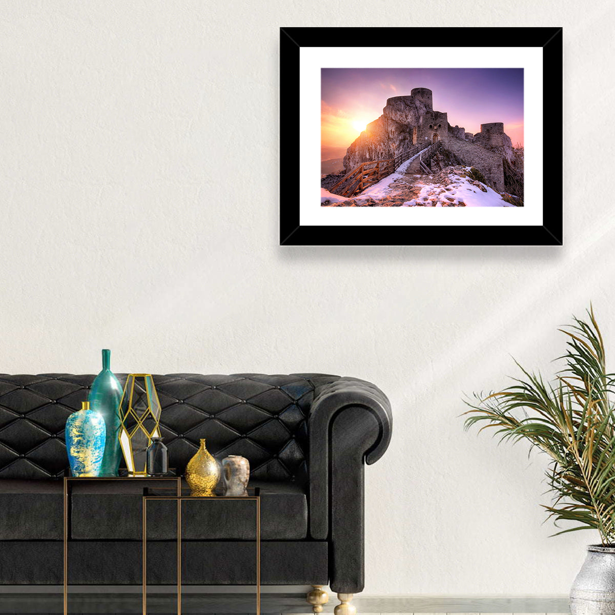 Ogrodzieniec Castle Ruins Wall Art in a room, landscape
