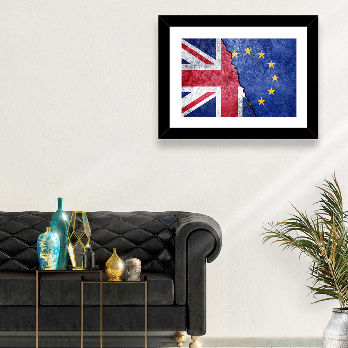 Divided Union Jack and Eu Flag Wall Art