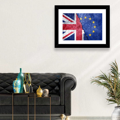 Divided Union Jack and Eu Flag Wall Art
