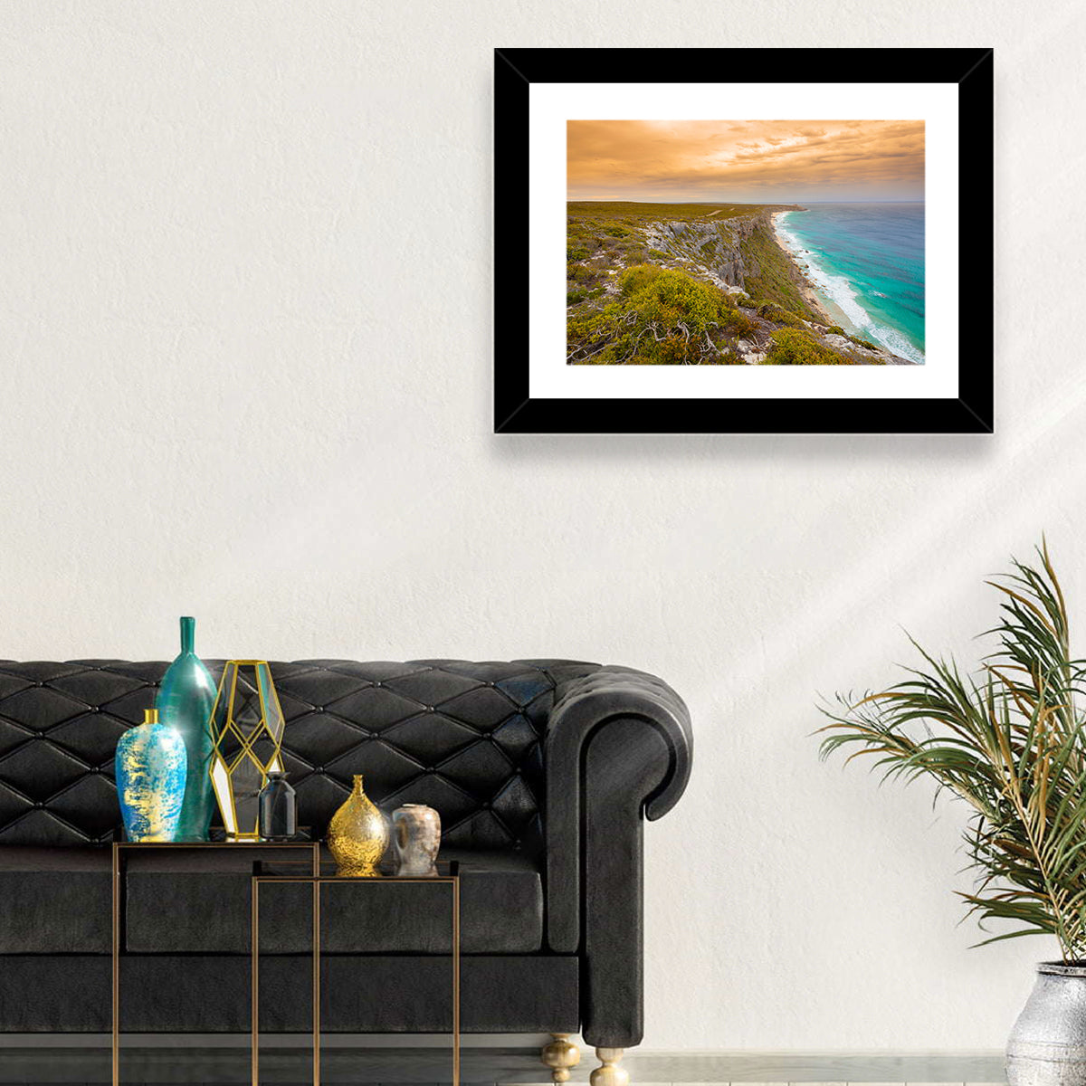 Kangaroo Island Turquoise Cliff Coast Wall Art in a room, landscape