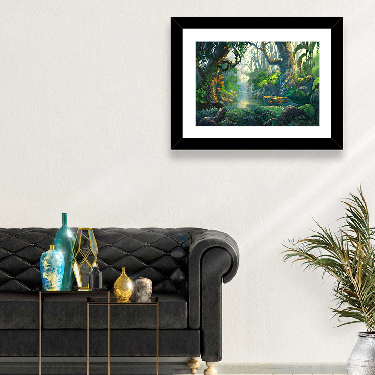 Sunlit Jungle River Wall Art